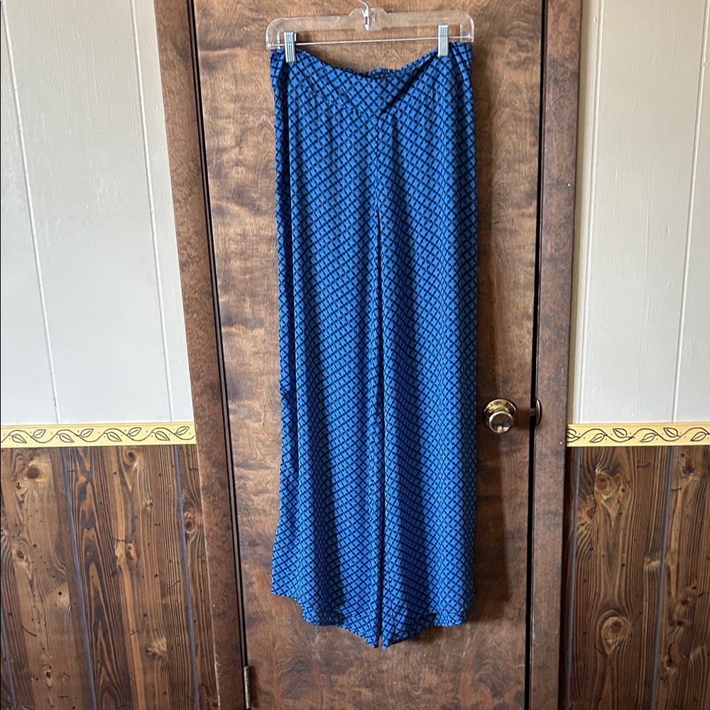 Blue Patterned Women's Palazzo Pants L
